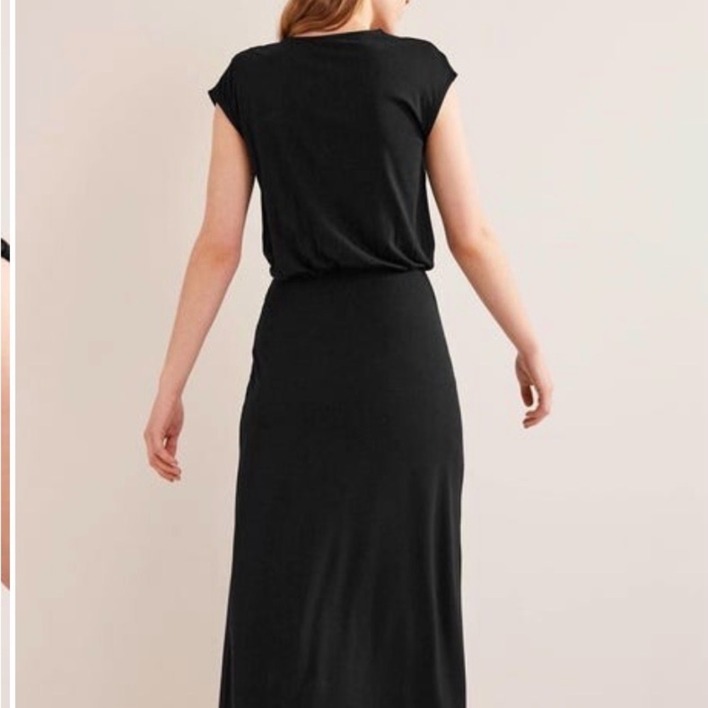 Boden Column Jersey Maxi Dress Black Elegant Size 16 - Picture 2 of 8